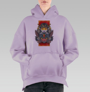 Могучая женщина-демон в японском стиле, Hoodie Oversize Fiolet, утепленная