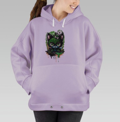 Ядовитый котенок в стиле Pop Surrealism, Hoodie Oversize Fiolet
