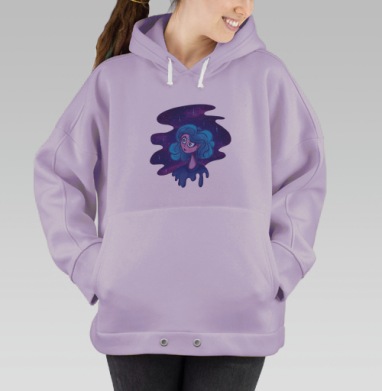 Сюрреалистичный персонаж с тремя глазами и синими волосами, Hoodie Oversize Fiolet