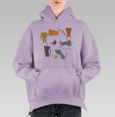 Котята, Hoodie Oversize Fiolet, утепленная