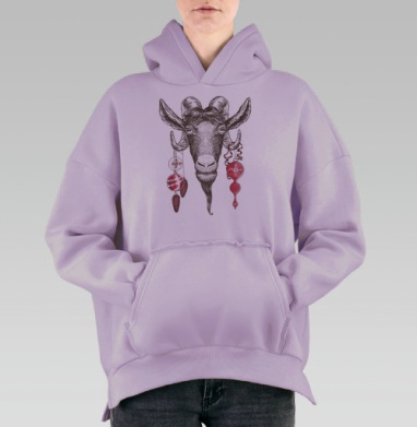 коза, Hoodie Oversize Fiolet, утепленная