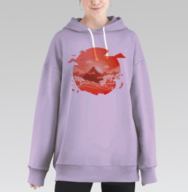 Величие природы в бурных волнах и горах, Hoodie Long Oversize Fiolet