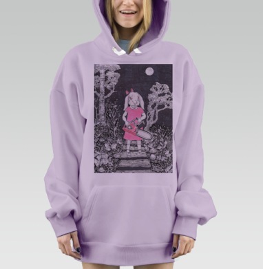 Девочка с головой кролика и бензопилой, Hoodie Mjhigh Dig Mel, Fiolet, утепленная