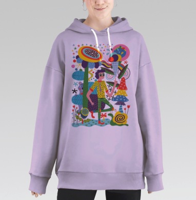 Яркий мир фантазий и творчества в стиле поп-арт, Hoodie Long Oversize Fiolet