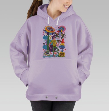 Яркий мир фантазий и творчества в стиле поп-арт, Hoodie Oversize Fiolet