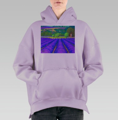 Церемониальное поле лаванды в лучах заката, Hoodie Oversize Fiolet, утепленная