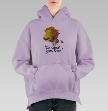 Лев на велосипеде, Hoodie Oversize Fiolet, утепленная