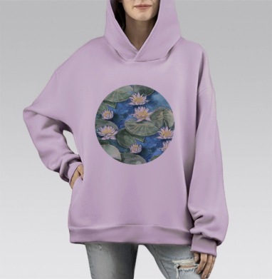Лилия, Hoodie Mono Fiolet, оверсайз, утепленная