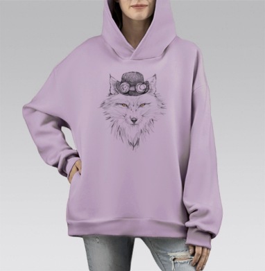 Лис, Hoodie Mono Fiolet, оверсайз, утепленная