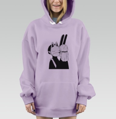 Нежность в масках: интимный черно-белый образ, Hoodie Mjhigh Dig Mel, Fiolet, утепленная