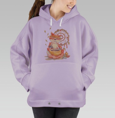 Лис-целитель с ритуальной чашей и ловцом снов, Hoodie Oversize Fiolet