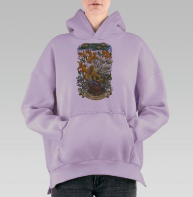 Сюрреалистичный граммофон природы и музыки, Hoodie Oversize Fiolet, утепленная