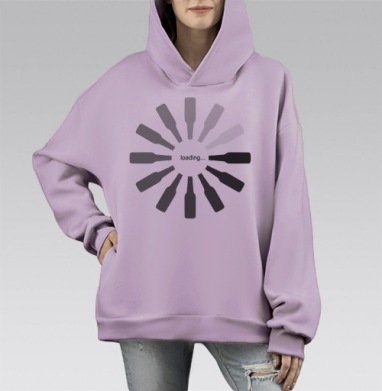 Loading, Hoodie Mono Fiolet, оверсайз, утепленная