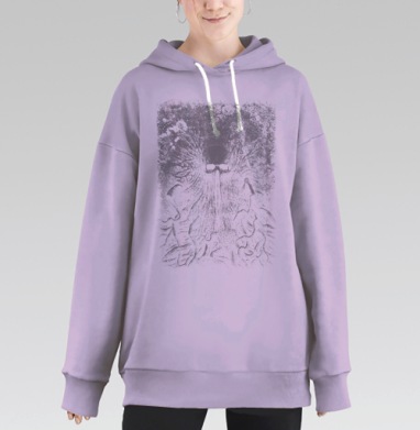 Ужасающий скелет в органических корнях, Hoodie Long Oversize Fiolet