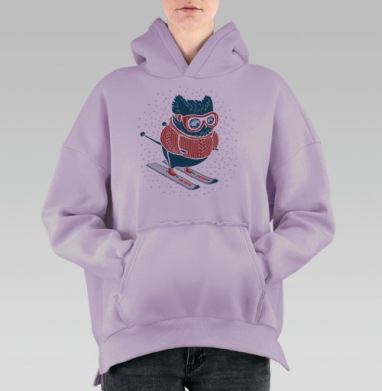 Лыжник сова, Hoodie Oversize Fiolet, утепленная