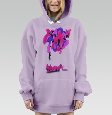 Сюжет метаморфозы с розовым существом и желе, Hoodie Mjhigh Dig Mel, Fiolet, утепленная