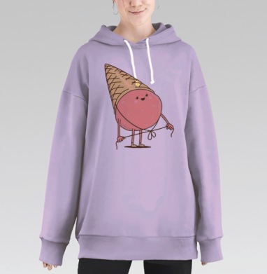 Мороженое с рожком, завязывающее шнурки, Hoodie Long Oversize Fiolet