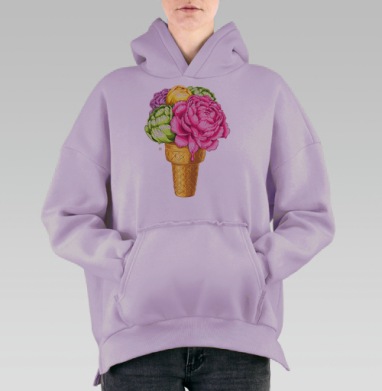 Любителям мороженного, Hoodie Oversize Fiolet, утепленная