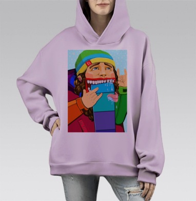 Люблю Сноубординг, Hoodie Mono Fiolet, оверсайз, утепленная