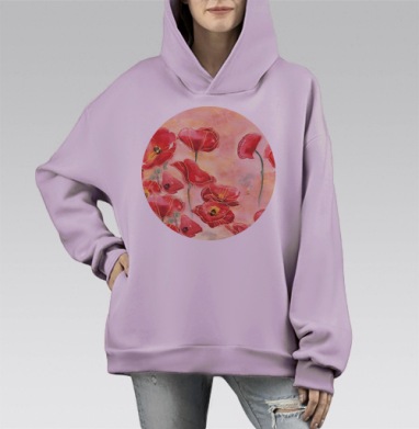 Маки, Hoodie Mono Fiolet, оверсайз, утепленная