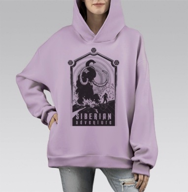 Мамонты в сибири, Hoodie Mono Fiolet, оверсайз, утепленная