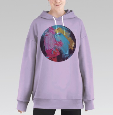 Динамичное абстрактное искусство с импасто, Hoodie Long Oversize Fiolet