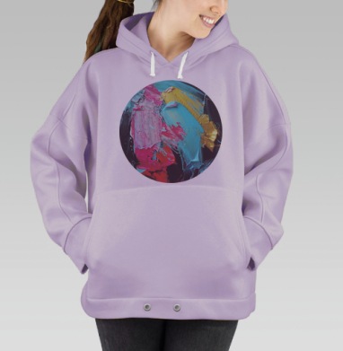 Динамичное абстрактное искусство с импасто, Hoodie Oversize Fiolet