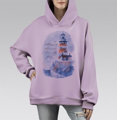 Маяк, Hoodie Mono Fiolet, оверсайз, утепленная
