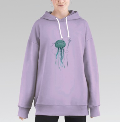 Вождь-медуза: мудрость подводного мира, Hoodie Long Oversize Fiolet