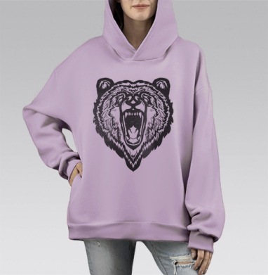 Медведь, Hoodie Mono Fiolet, оверсайз, утепленная