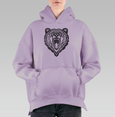 Медведь, Hoodie Oversize Fiolet, утепленная