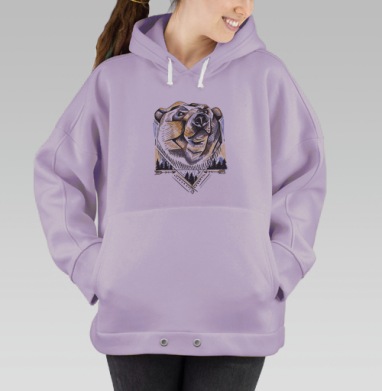 Медведь силы и мудрости в геометрическом стиле, Hoodie Oversize Fiolet