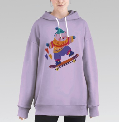 Медведь на скейте, Hoodie Long Oversize Fiolet