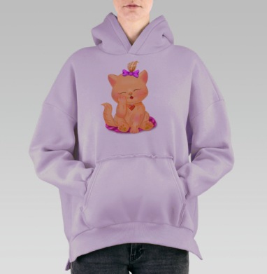Милая киска котенок, Hoodie Oversize Fiolet, утепленная