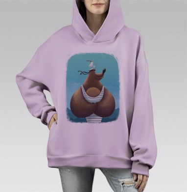 Миша Морячок, Hoodie Mono Fiolet, оверсайз, утепленная