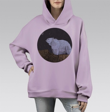 Мишка, Hoodie Mono Fiolet, оверсайз, утепленная