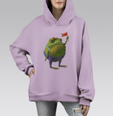 Мистер Жаба, Hoodie Mono Fiolet, оверсайз, утепленная