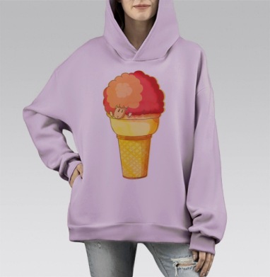 Мороженка, Hoodie Mono Fiolet, оверсайз, утепленная