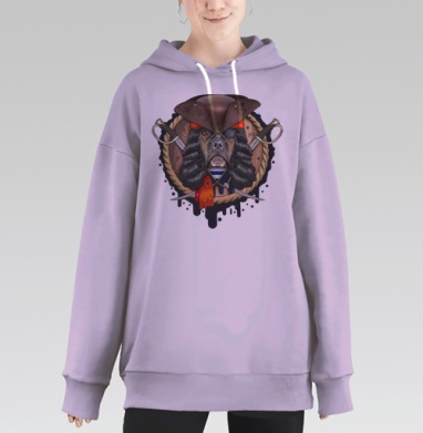 Пиратский бульдог с саблями и треуголкой, Hoodie Long Oversize Fiolet