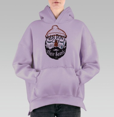 Мужская ироничная иллюстрация с бородой и слезами, Hoodie Oversize Fiolet, утепленная