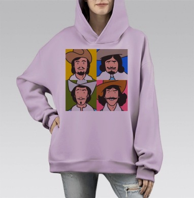 Мушкетеры, Hoodie Mono Fiolet, оверсайз, утепленная