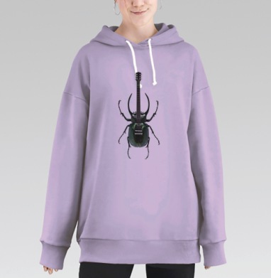 Жук-гитара: гармония природы и музыки, Hoodie Long Oversize Fiolet