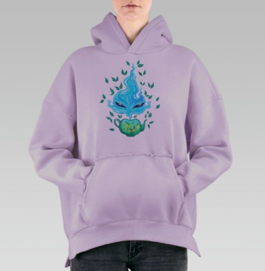 Волшебный дух заваривания бирюзового чая, Hoodie Oversize Fiolet, утепленная