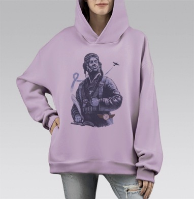 Настоящий АС, Hoodie Mono Fiolet, оверсайз, утепленная