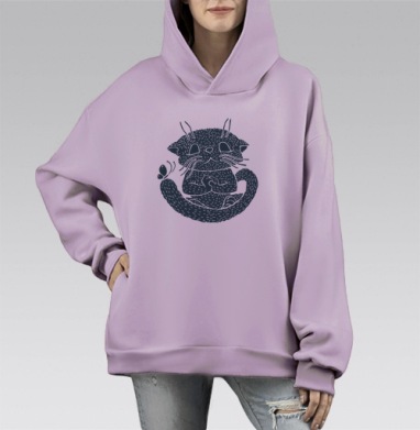 Не кипешуй, Hoodie Mono Fiolet, оверсайз, утепленная