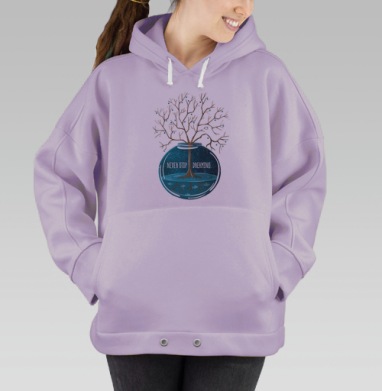 Дерево мечты в стеклянном шаре с небом и рыбами, Hoodie Oversize Fiolet