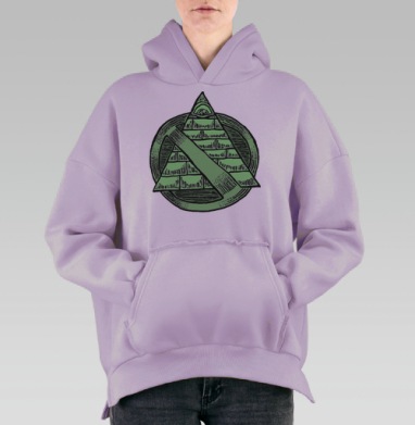 Эмблема с Пирамидой и Всевидящим Оком в Винтажном Стиле, Hoodie Oversize Fiolet, утепленная