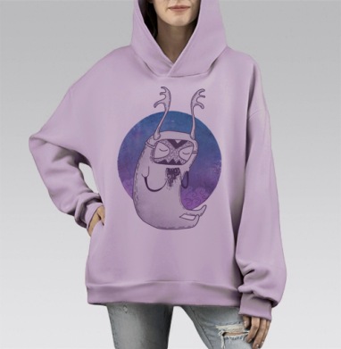 Сказочное существо в объятиях спокойствия, Hoodie Mono Fiolet, оверсайз, утепленная