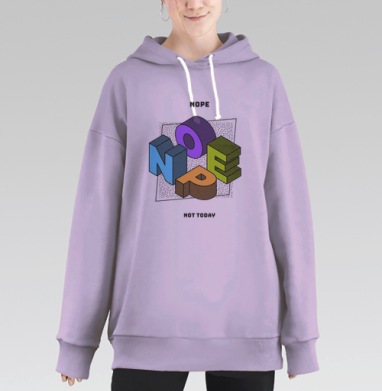 Яркая 3D-композиция NOPE с дерзким отказом, Hoodie Long Oversize Fiolet