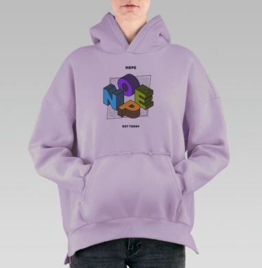 Яркая 3D-композиция NOPE с дерзким отказом, Hoodie Oversize Fiolet, утепленная